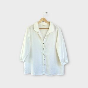 Lintico 100% Linen Peter Pan Collar 3/4 Sleeve Shirt ASTRID